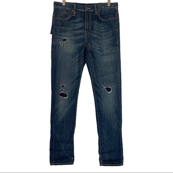 R13 Slouchy Distressed Slim Leg Denim Jeans Size 25 - Picture 1 of 9